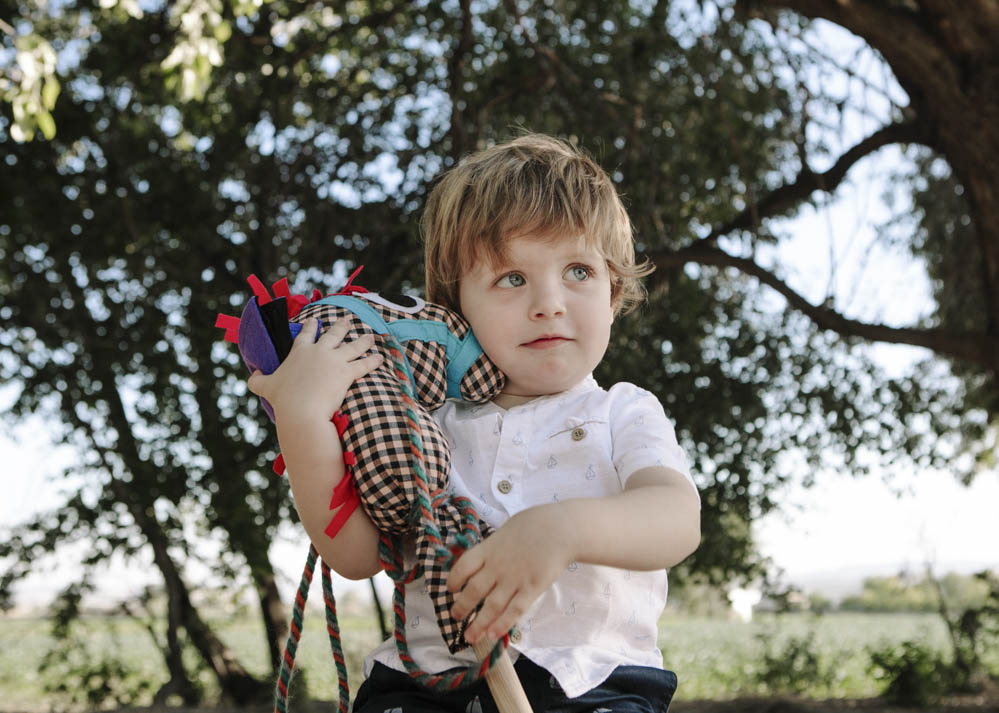 niño con caballito de palo